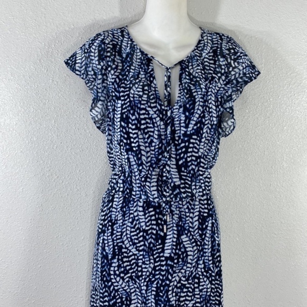 White House Black Market Feather Print Maxi Dress Small S WW17 - Picture 5 of 14